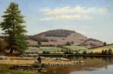 Alfred Ordway Fishing on Fairlee Pond France oil painting art